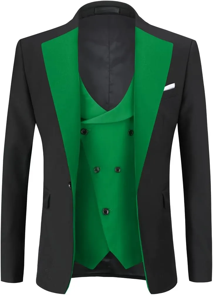 Cloudstyle Mens 3 Piece Suit Single Breasted Vest Jacket Pants Sets