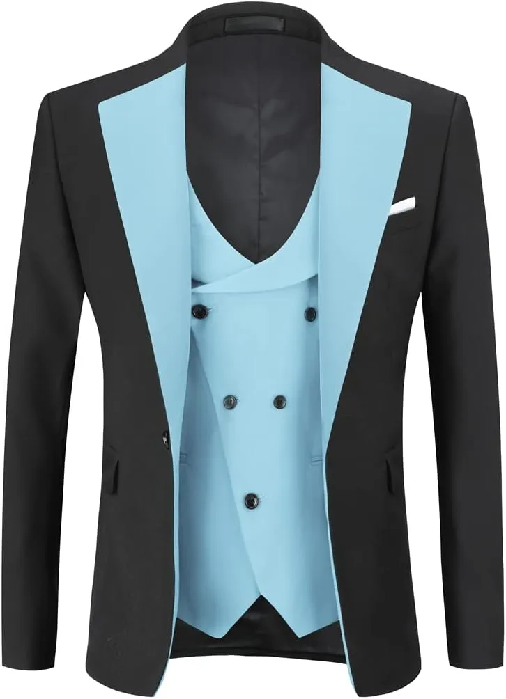 Cloudstyle Mens 3 Piece Suit Single Breasted Vest Jacket Pants Sets