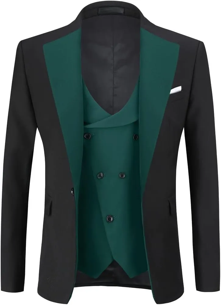 Cloudstyle Mens 3 Piece Suit Single Breasted Vest Jacket Pants Sets