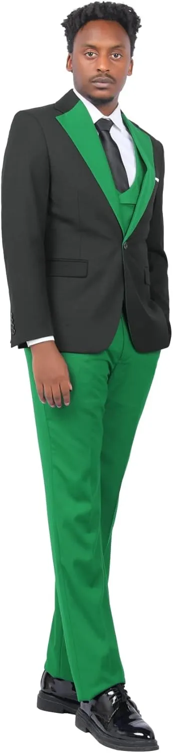 Cloudstyle Mens 3 Piece Suit Single Breasted Vest Jacket Pants Sets