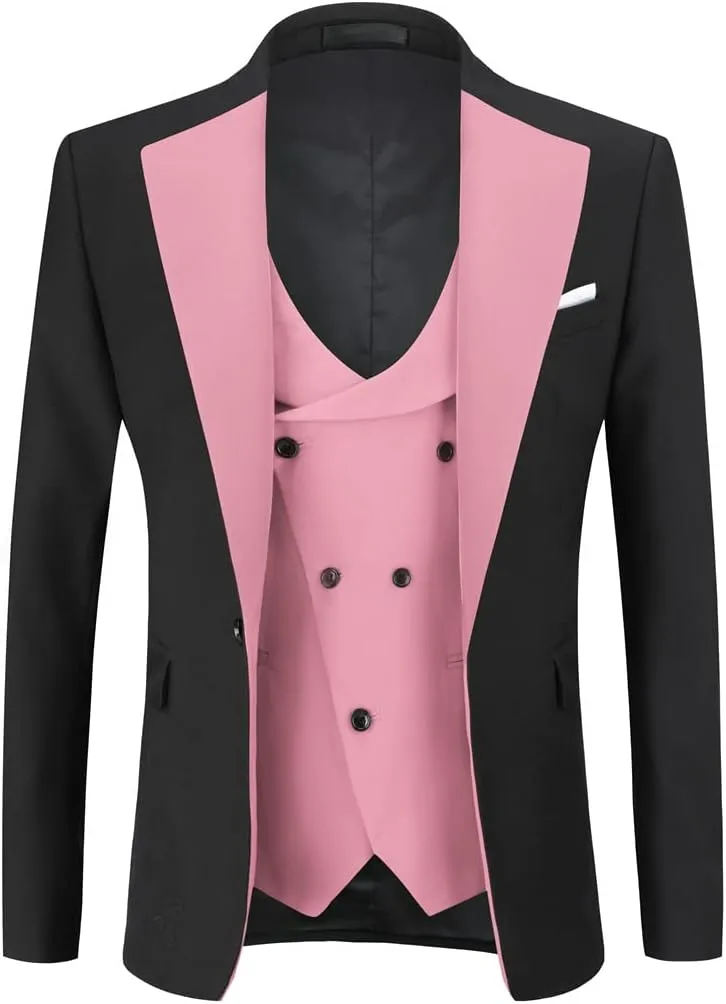 Cloudstyle Mens 3 Piece Suit Single Breasted Vest Jacket Pants Sets