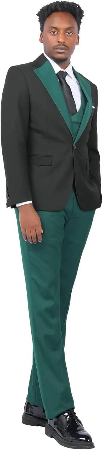 Cloudstyle Mens 3 Piece Suit Single Breasted Vest Jacket Pants Sets