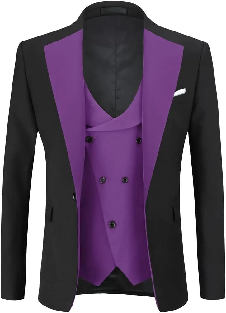 Cloudstyle Mens 3 Piece Suit Single Breasted Vest Jacket Pants Sets