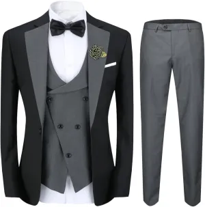 Cloudstyle Mens 3 Piece Suit Single Breasted Vest Jacket Pants Sets