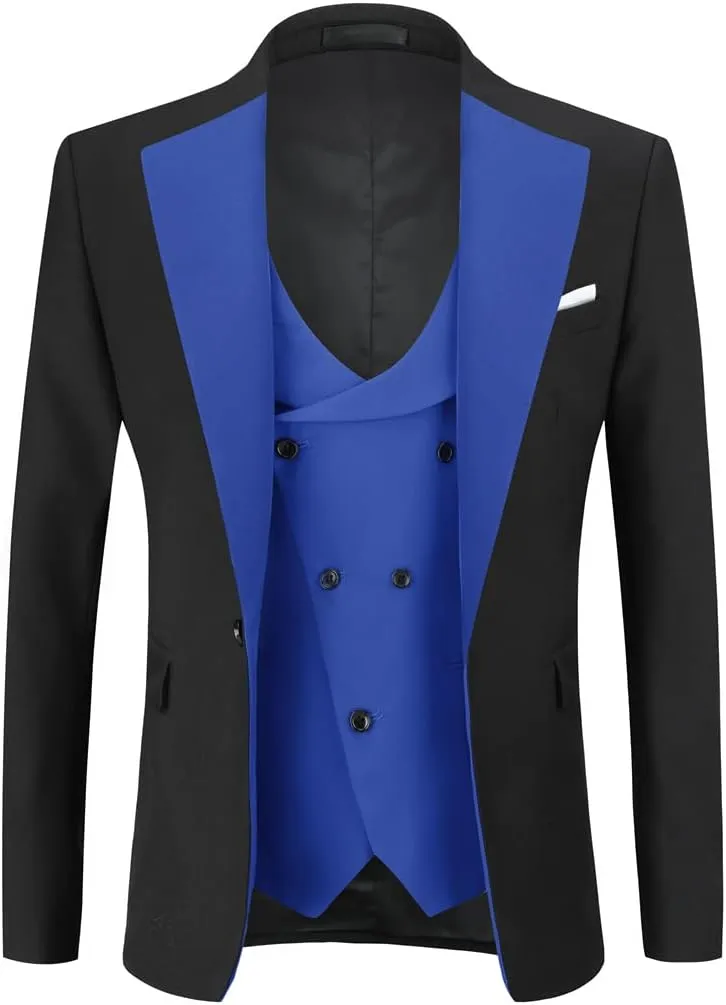 Cloudstyle Mens 3 Piece Suit Single Breasted Vest Jacket Pants Sets