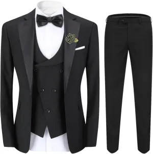 Cloudstyle Mens 3 Piece Suit Single Breasted Vest Jacket Pants Sets