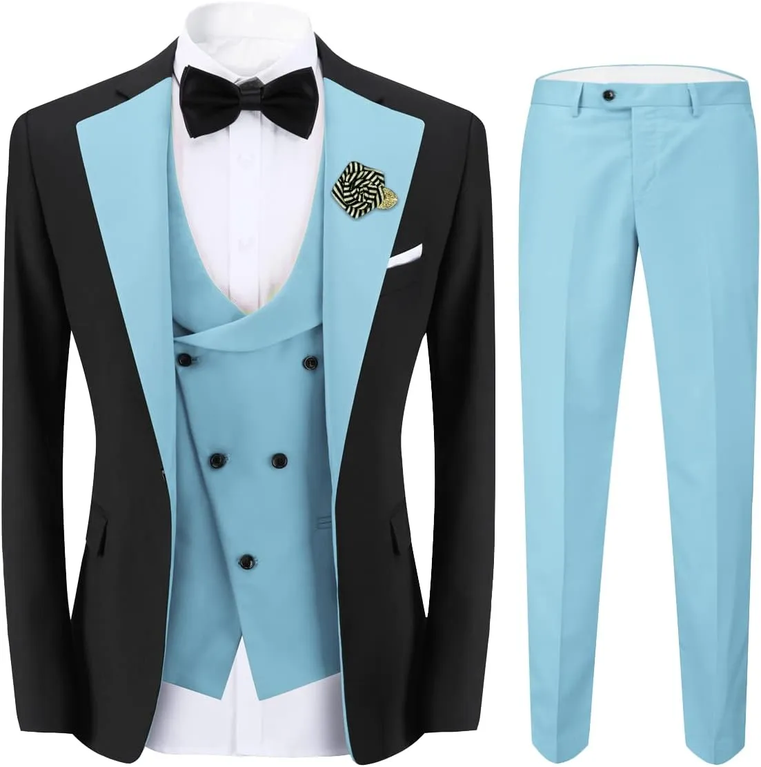 Cloudstyle Mens 3 Piece Suit Single Breasted Vest Jacket Pants Sets