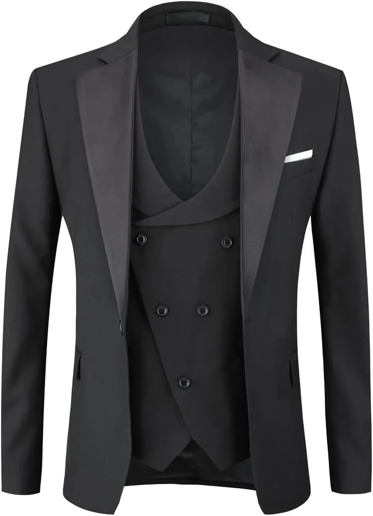 Cloudstyle Mens 3 Piece Suit Single Breasted Vest Jacket Pants Sets