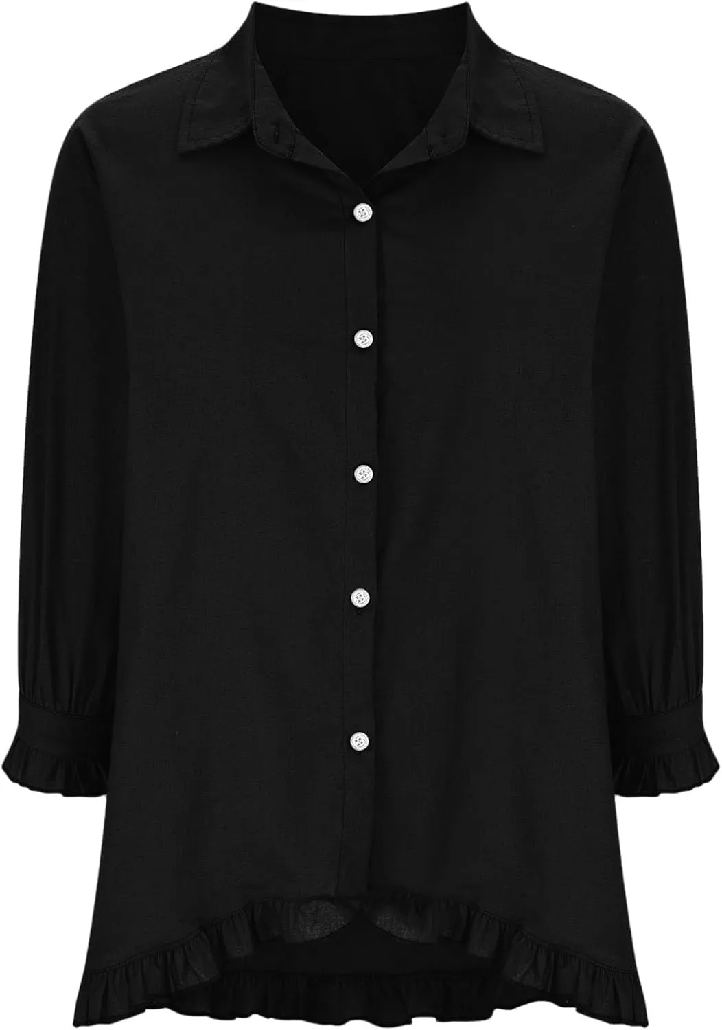 Cotton Linen Tops for Women Plus Size 3/4 Sleeve Shirt Boho Loose fit Tunic Loose Fit Summer Work Oversized Blouse