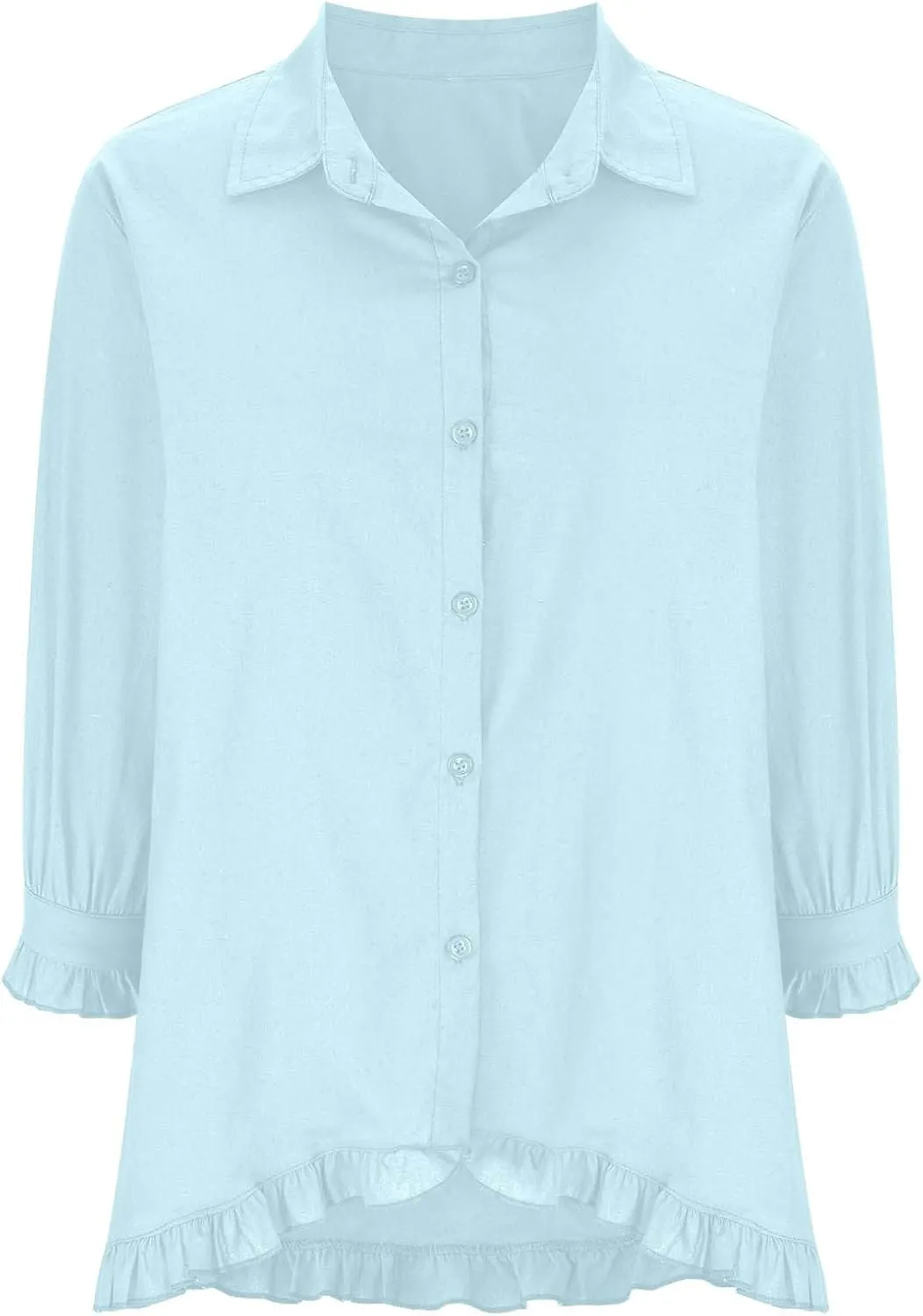 Cotton Linen Tops for Women Plus Size 3/4 Sleeve Shirt Boho Loose fit Tunic Loose Fit Summer Work Oversized Blouse