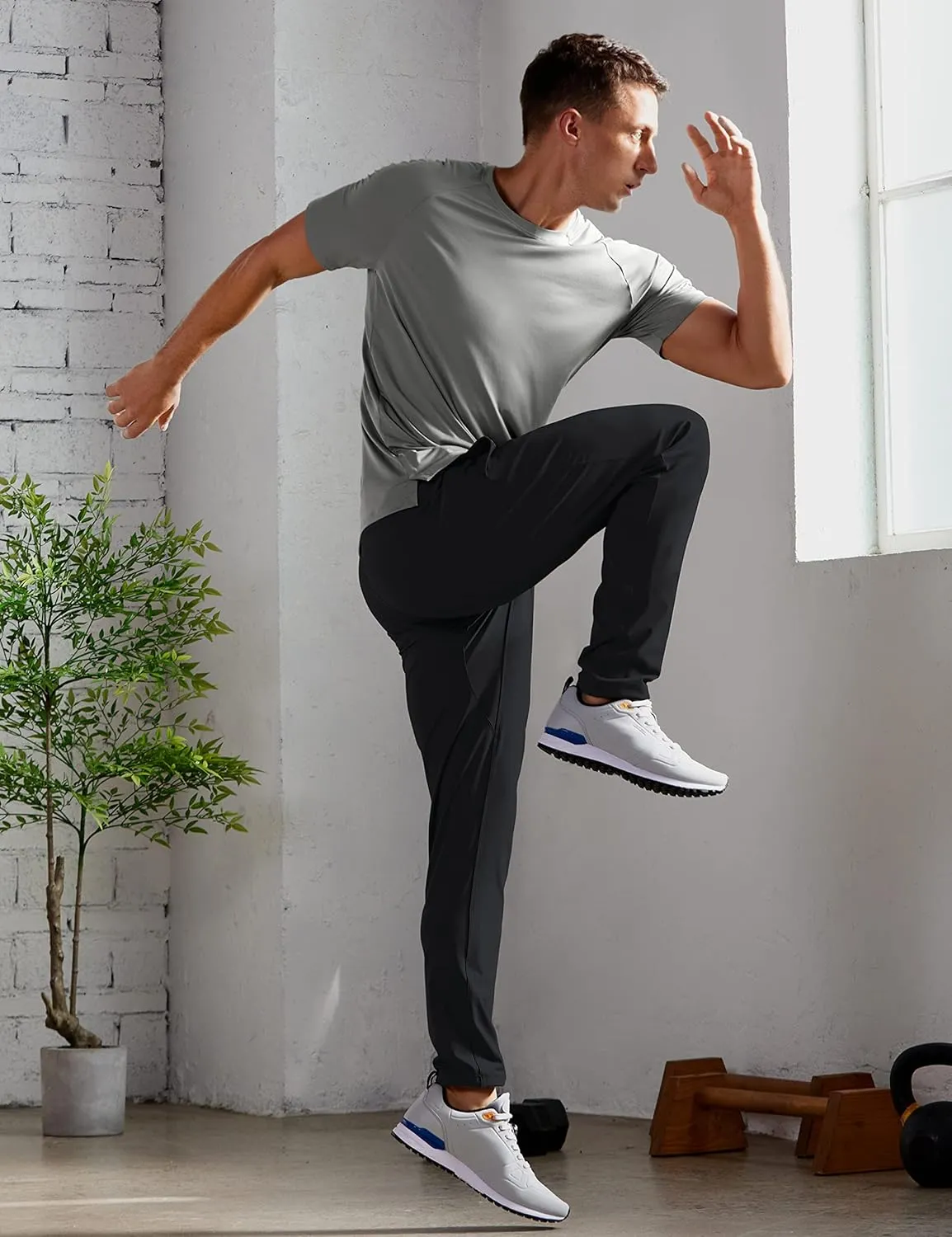 CRZ YOGA 4-Way Stretch Athletic Pants for Men 30" Workout Lounge Casual Work Jogger with Zip Pocket