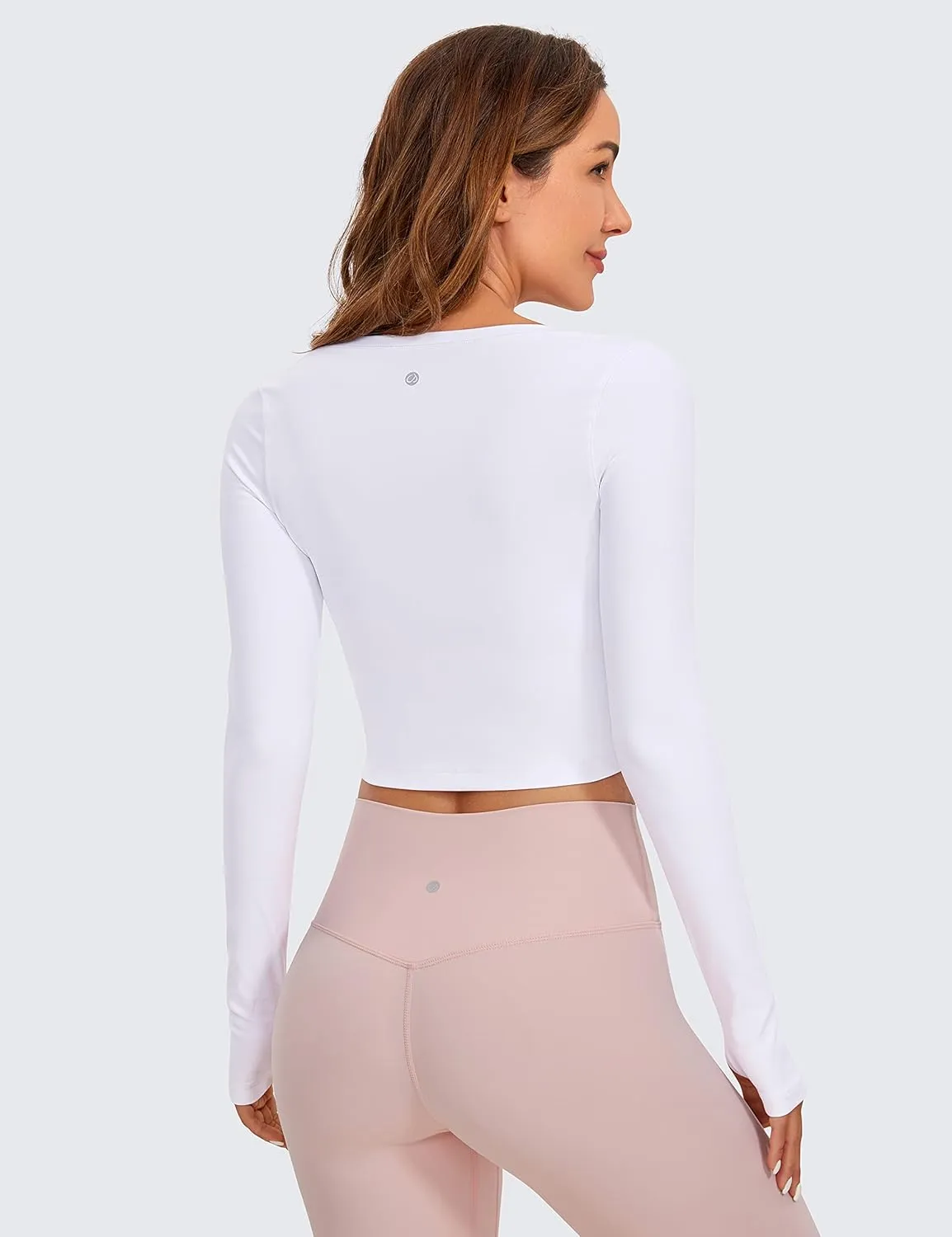 CRZ YOGA Butterluxe Long Sleeve Crop Tops for Women Slim Fit Workout Shirts Cropped Athletic Gym T-Shirts