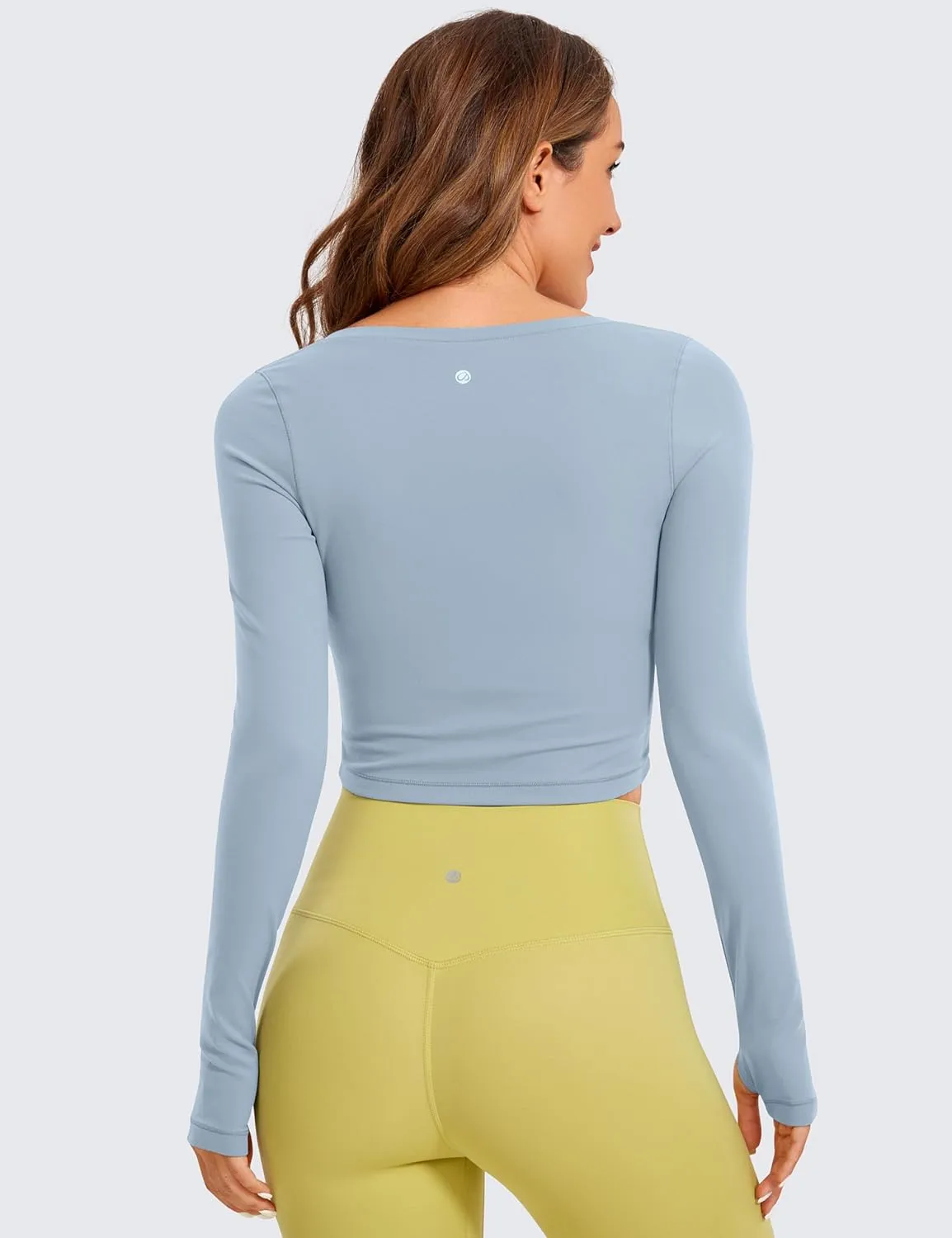 CRZ YOGA Butterluxe Long Sleeve Crop Tops for Women Slim Fit Workout Shirts Cropped Athletic Gym T-Shirts