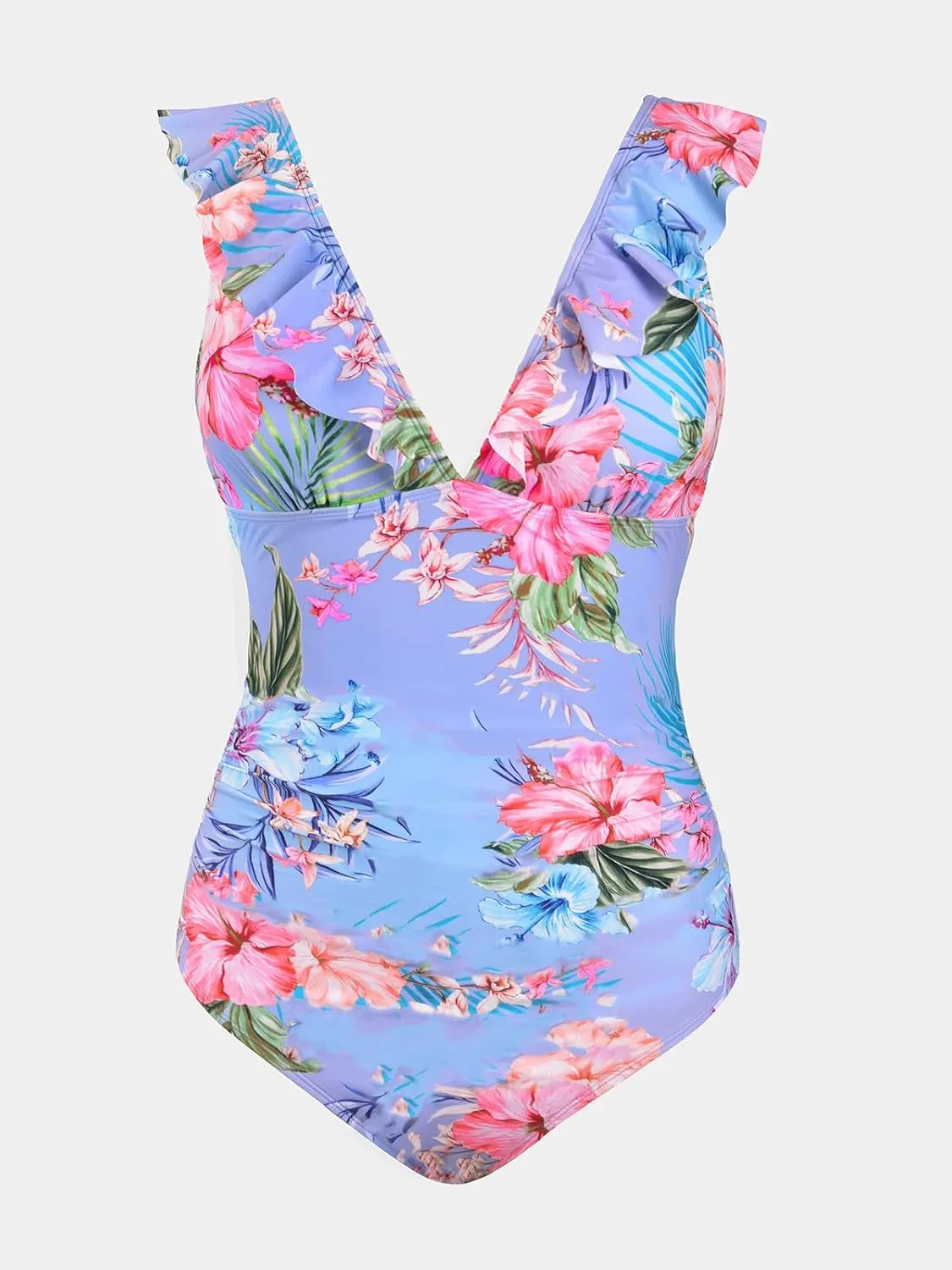 CUPSHE Women's Ruffled One Piece Swimsuit V Neck Lace Up