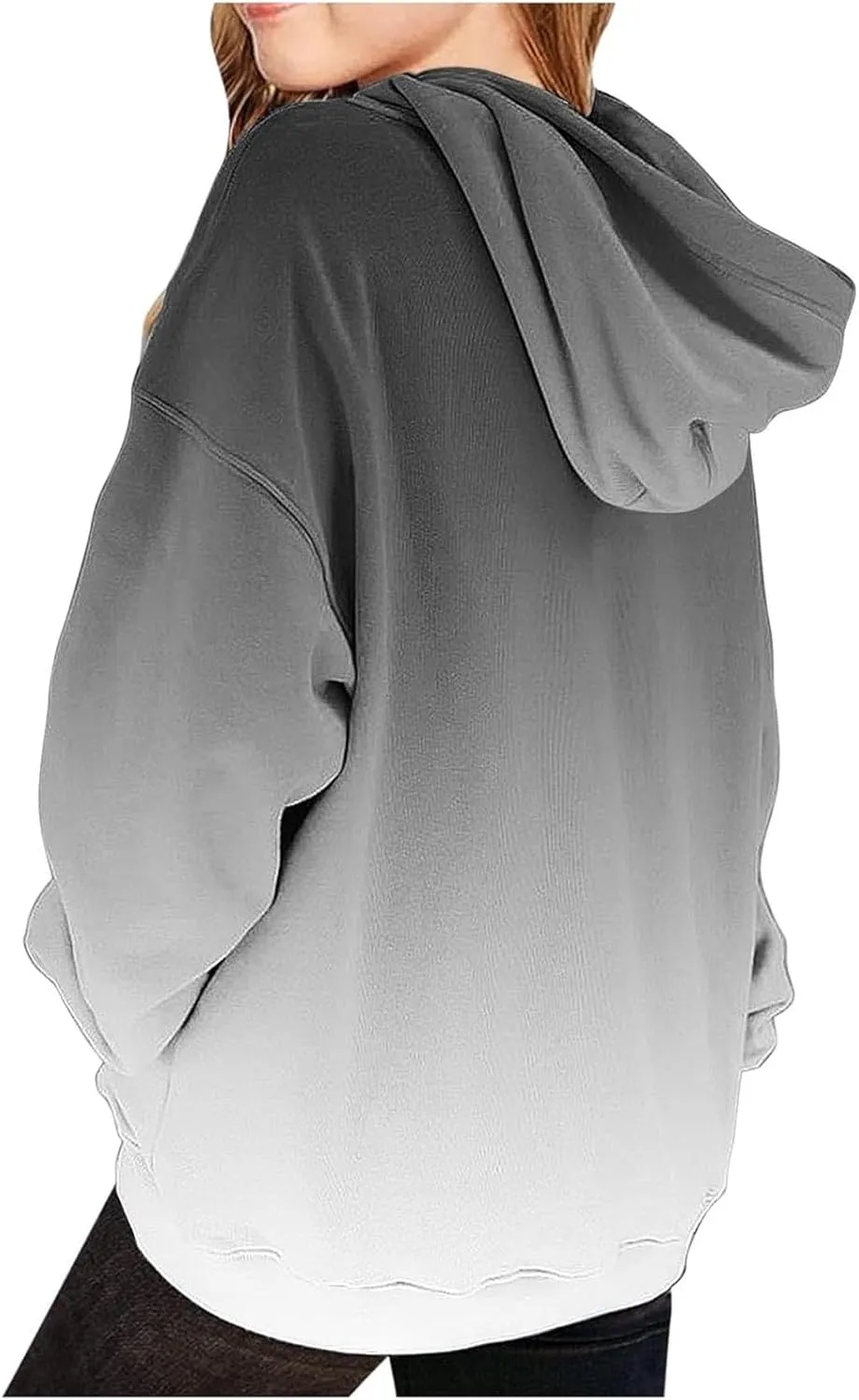 Cute Hoodies for Girls Oversized Long Sleeve Gradient Drawstring Hooded Sweatshirt Teen Girls Pullover Tops