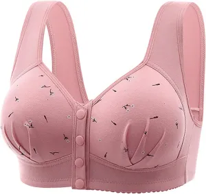 Daisy Bras for Older Women Front Closure Bra Cotton Bra Full Coverage Comfortable Bra No Underwire Plus Size Bra