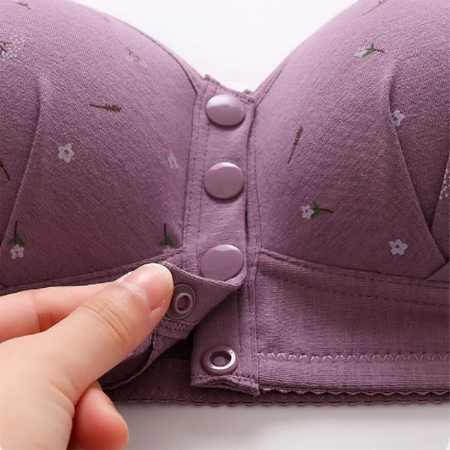 Daisy Bras for Older Women Front Closure Bra Cotton Bra Full Coverage Comfortable Bra No Underwire Plus Size Bra