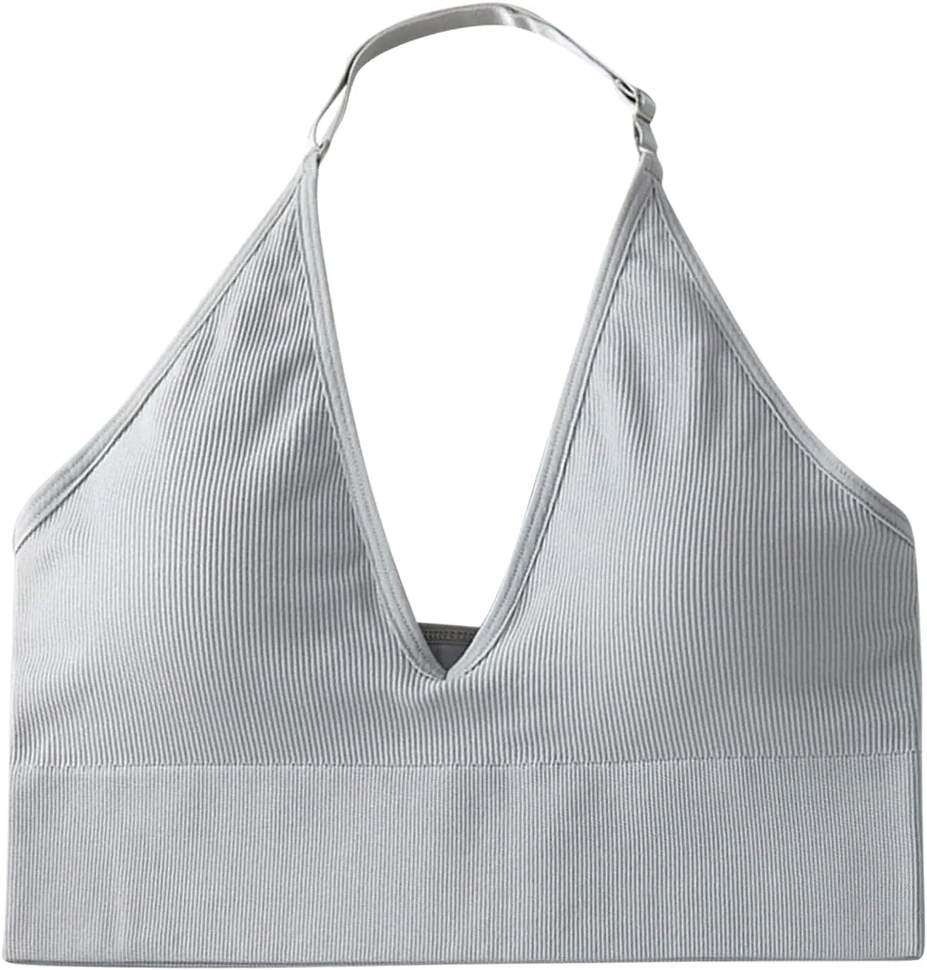 Deep Plunge Ribbed Tank Top Pack for Woman V Neck Seamless Raceback Sexy Sleeveless Crop Top Halter Yoga Bra