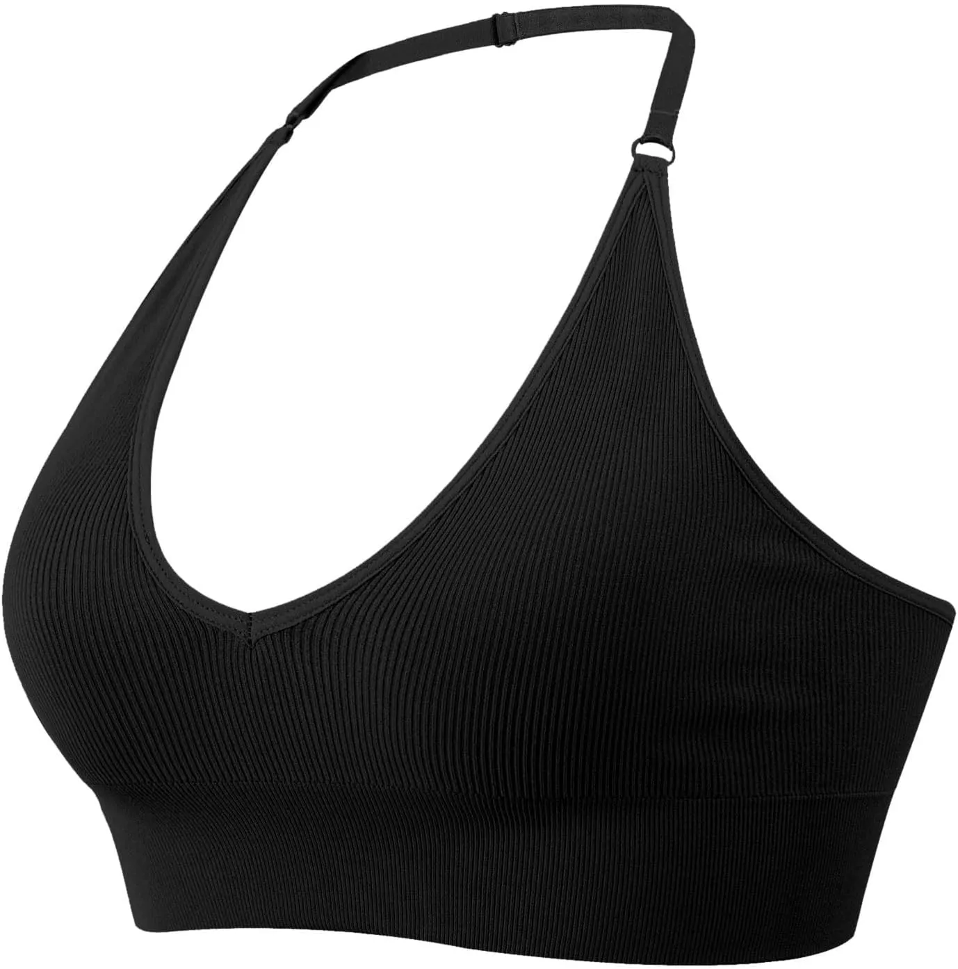 Deep Plunge Ribbed Tank Top Pack for Woman V Neck Seamless Raceback Sexy Sleeveless Crop Top Halter Yoga Bra
