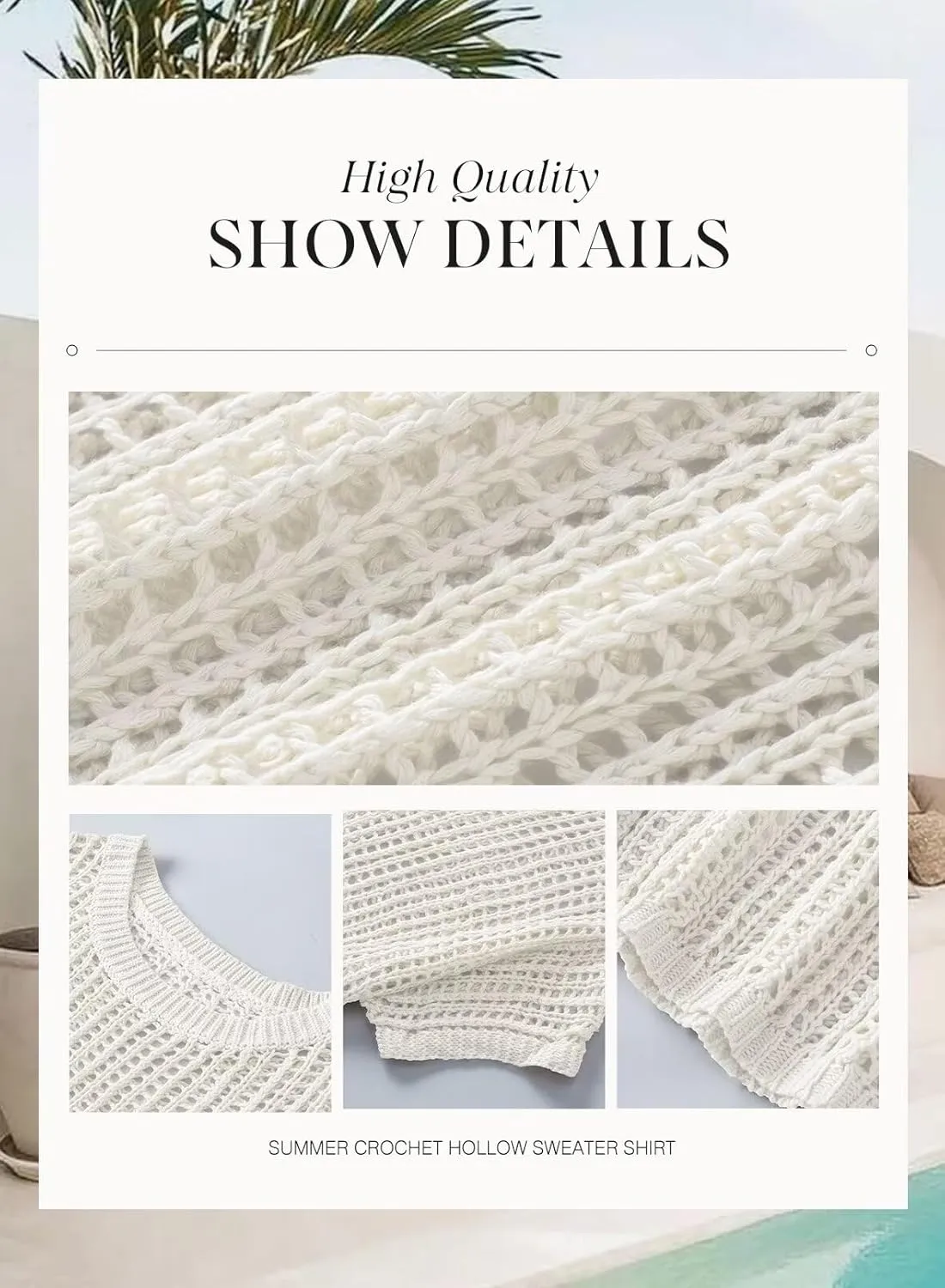 Dokotoo Womens Summer Scoop Neck Short Sleeve Sweater Casual Crochet Hollow Out Knit Tops Pullover Shirts Beach Coverup