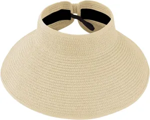 DOOVID Womens Summer Straw Hats Wide Brim Sun Hat UV Protection Visor Foldable Beach Hat for Women