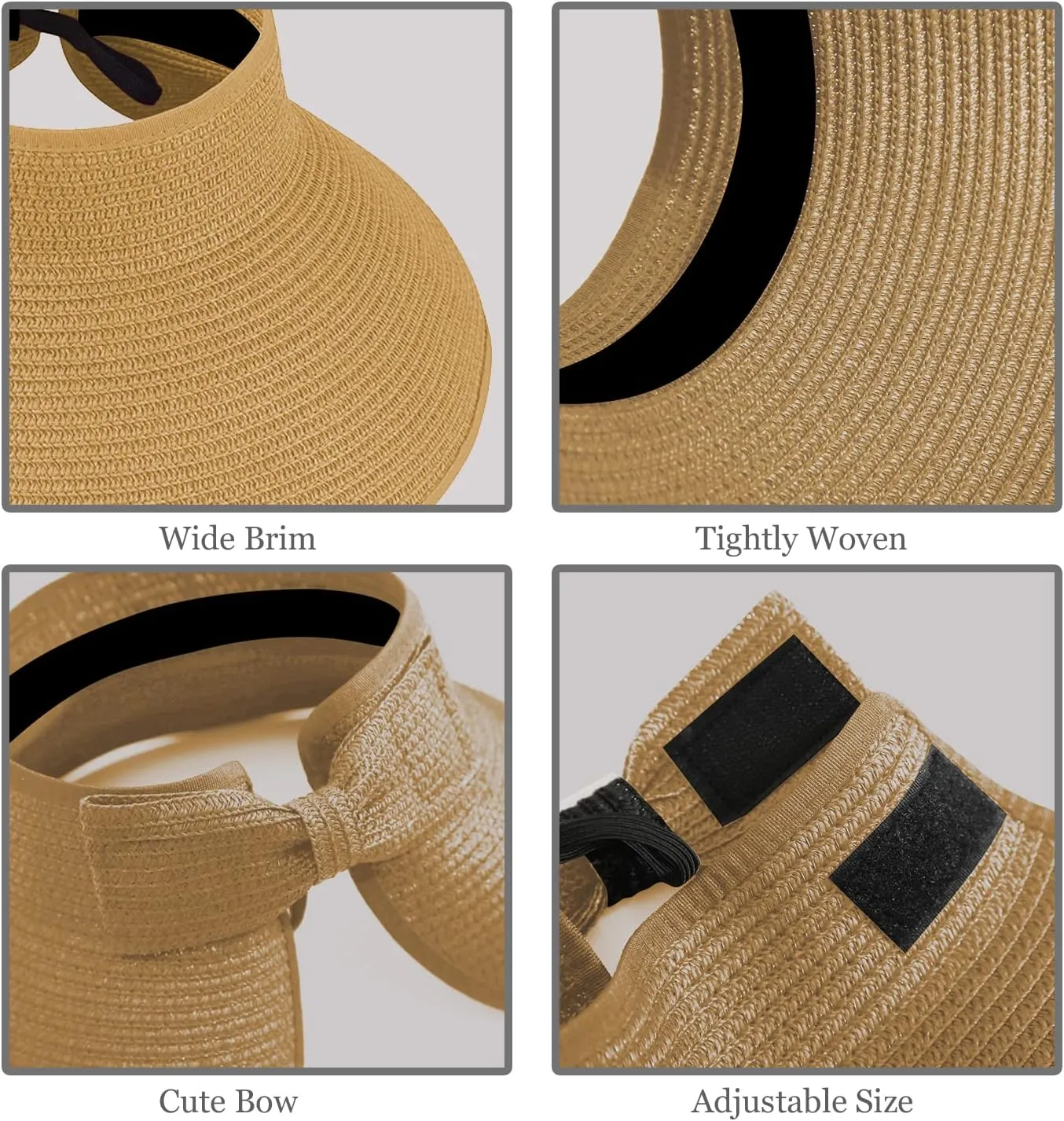 DOOVID Womens Summer Straw Hats Wide Brim Sun Hat UV Protection Visor Foldable Beach Hat for Women