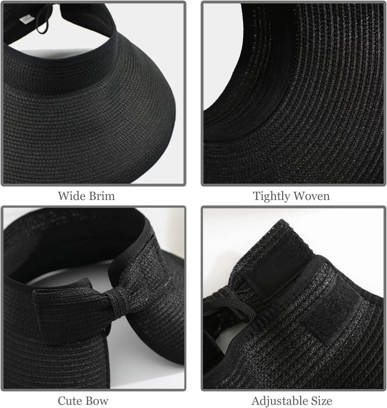 DOOVID Womens Summer Straw Hats Wide Brim Sun Hat UV Protection Visor Foldable Beach Hat for Women