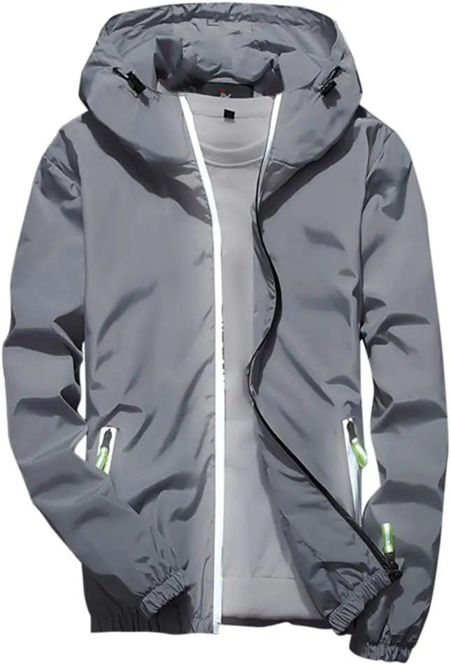 DuDubaby Heated Jacket For Men Golf Jacket Casual Size Hoodie Reflective Zipper Outdoor Sport Heated Coat Velour Jacket