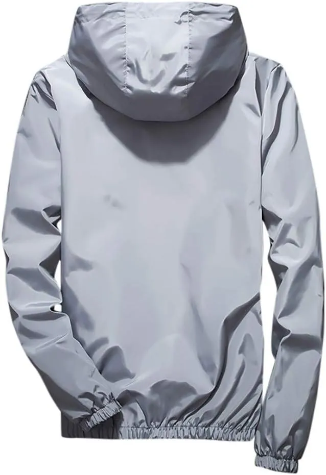 DuDubaby Heated Jacket For Men Golf Jacket Casual Size Hoodie Reflective Zipper Outdoor Sport Heated Coat Velour Jacket