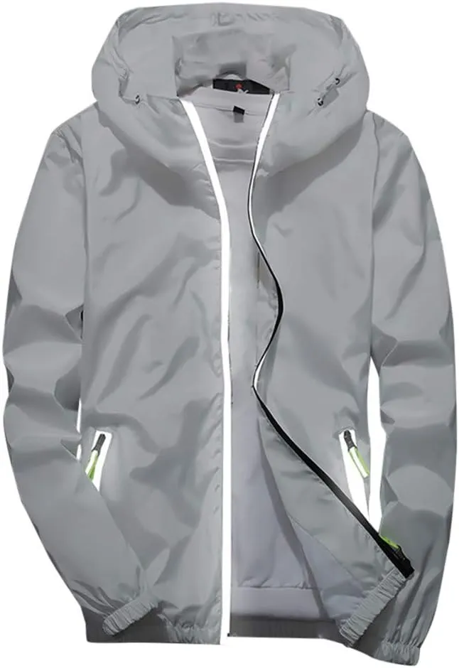 DuDubaby Heated Jacket For Men Golf Jacket Casual Size Hoodie Reflective Zipper Outdoor Sport Heated Coat Velour Jacket