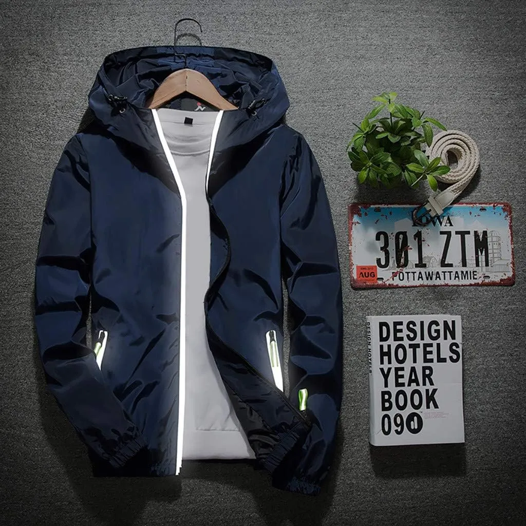 DuDubaby Heated Jacket For Men Golf Jacket Casual Size Hoodie Reflective Zipper Outdoor Sport Heated Coat Velour Jacket