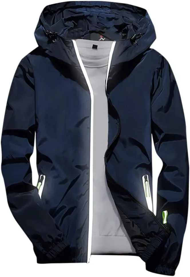 DuDubaby Heated Jacket For Men Golf Jacket Casual Size Hoodie Reflective Zipper Outdoor Sport Heated Coat Velour Jacket