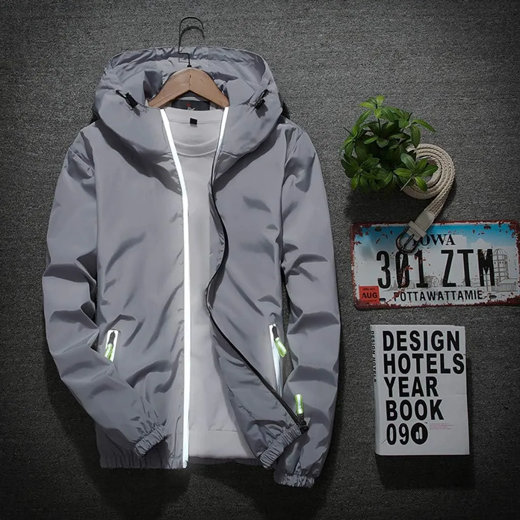 DuDubaby Mens Steampunk Jacket Quilted Jacket Men Men Biker Jacket Casual Size Hoodie Reflective Zipper Outdoor Sport Coat