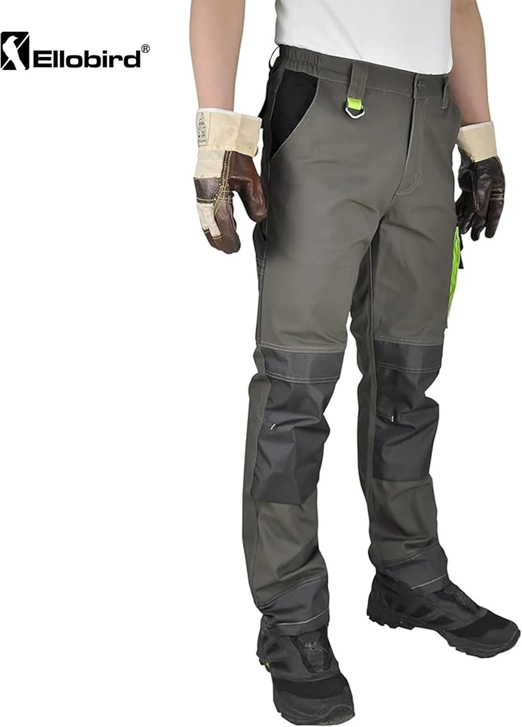 Ellobird Men's Cargo Construction Flex Work Pant for Men Double Knee Reinforcement Stretch Elastic Waistband Tactical Pants