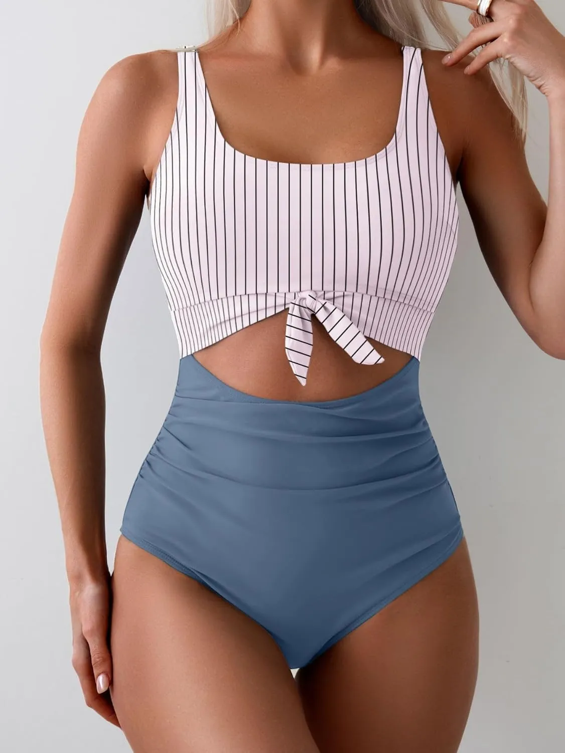 Eomenie Women's One Piece Swimsuit Tummy Control Slimming Bathing Suit Cutout Tie Knot Swimwear