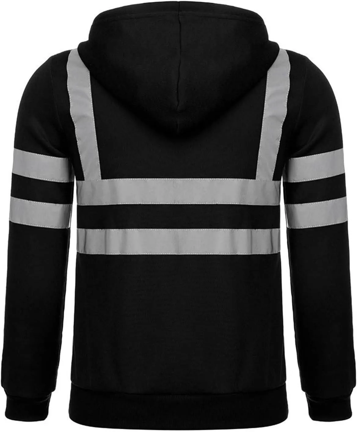 evzosrz High Visibility Safety Sweatshirt Jackets for Men Class 3 Reflective Safety Hoodies Hi Vis Zip Hooded Pullover