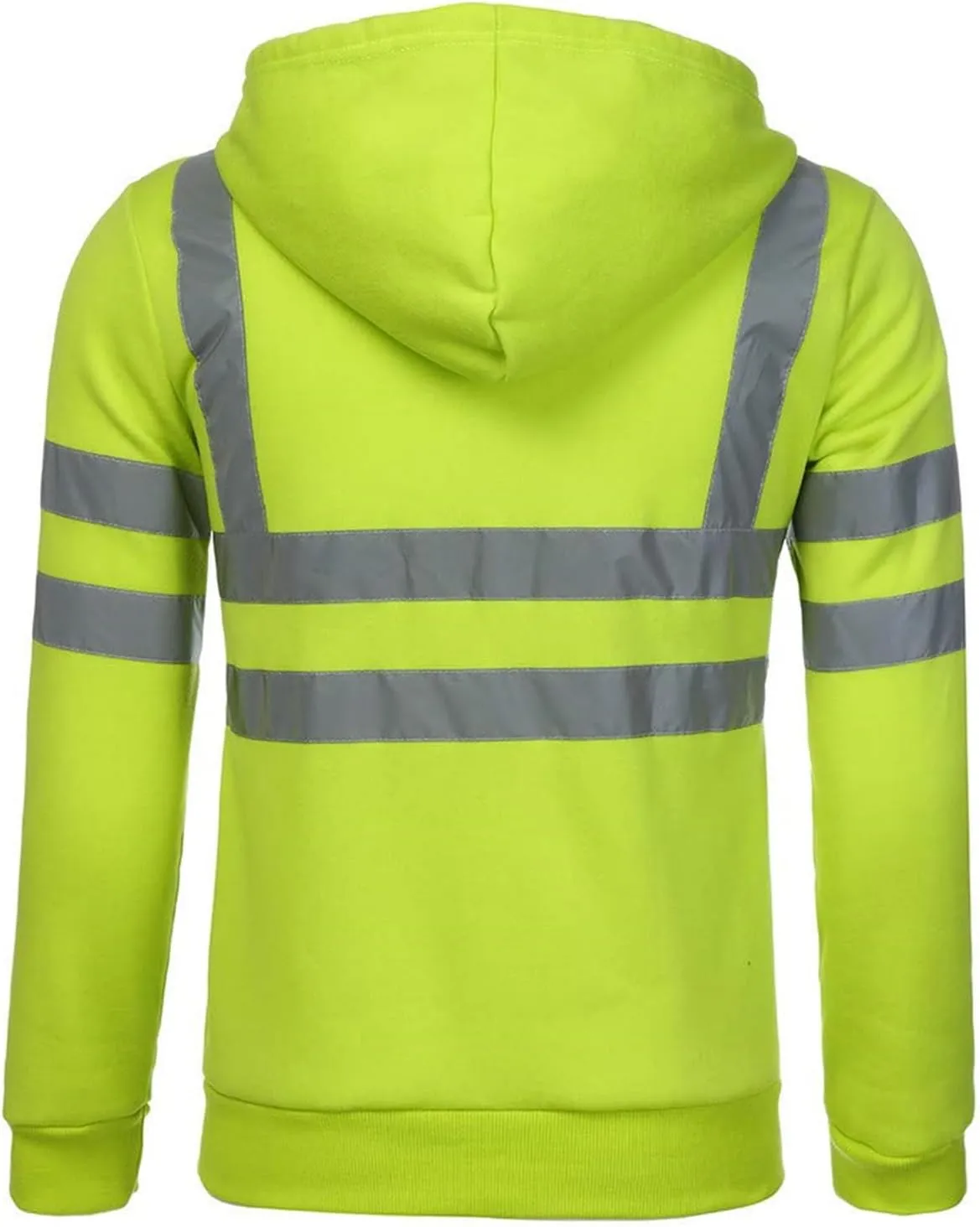 evzosrz High Visibility Safety Sweatshirt Jackets for Men Class 3 Reflective Safety Hoodies Hi Vis Zip Hooded Pullover