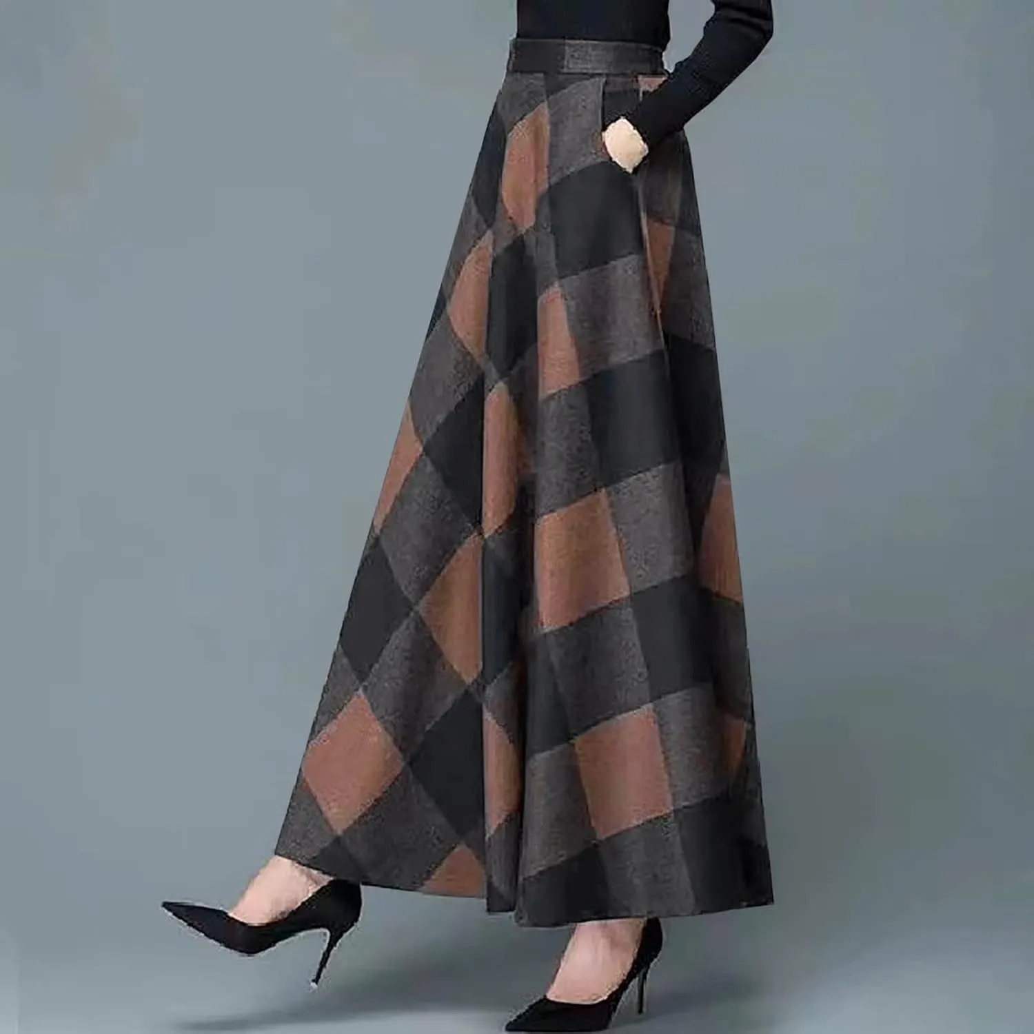 Fall Skirts for Women 2024 Long Length Casual Maxi Skirts Floral Print Plaid Beach Party Holiday Boho Skirt