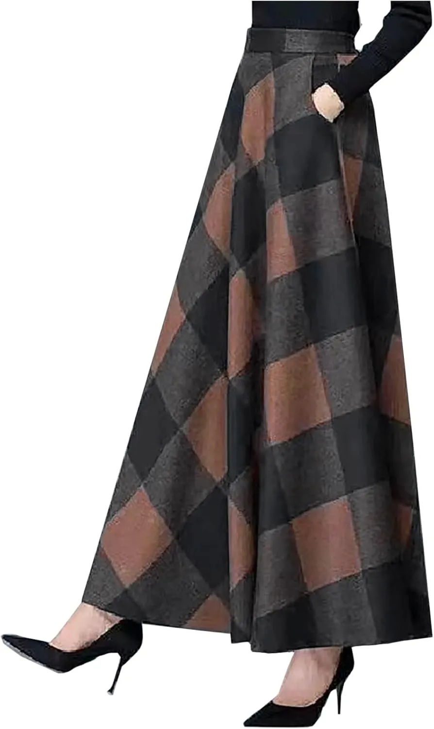 Fall Skirts for Women 2024 Long Length Casual Maxi Skirts Floral Print Plaid Beach Party Holiday Boho Skirt
