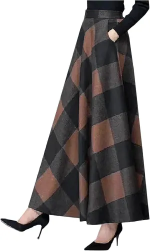 Fall Skirts for Women 2024 Long Length Casual Maxi Skirts Floral Print Plaid Beach Party Holiday Boho Skirt