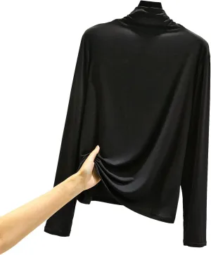 Fall Sweaters Mock Turtleneck for Women Fall Scoop Neck Long Sleeve Shirts Slim Oversized Button Down Fit Tshirts