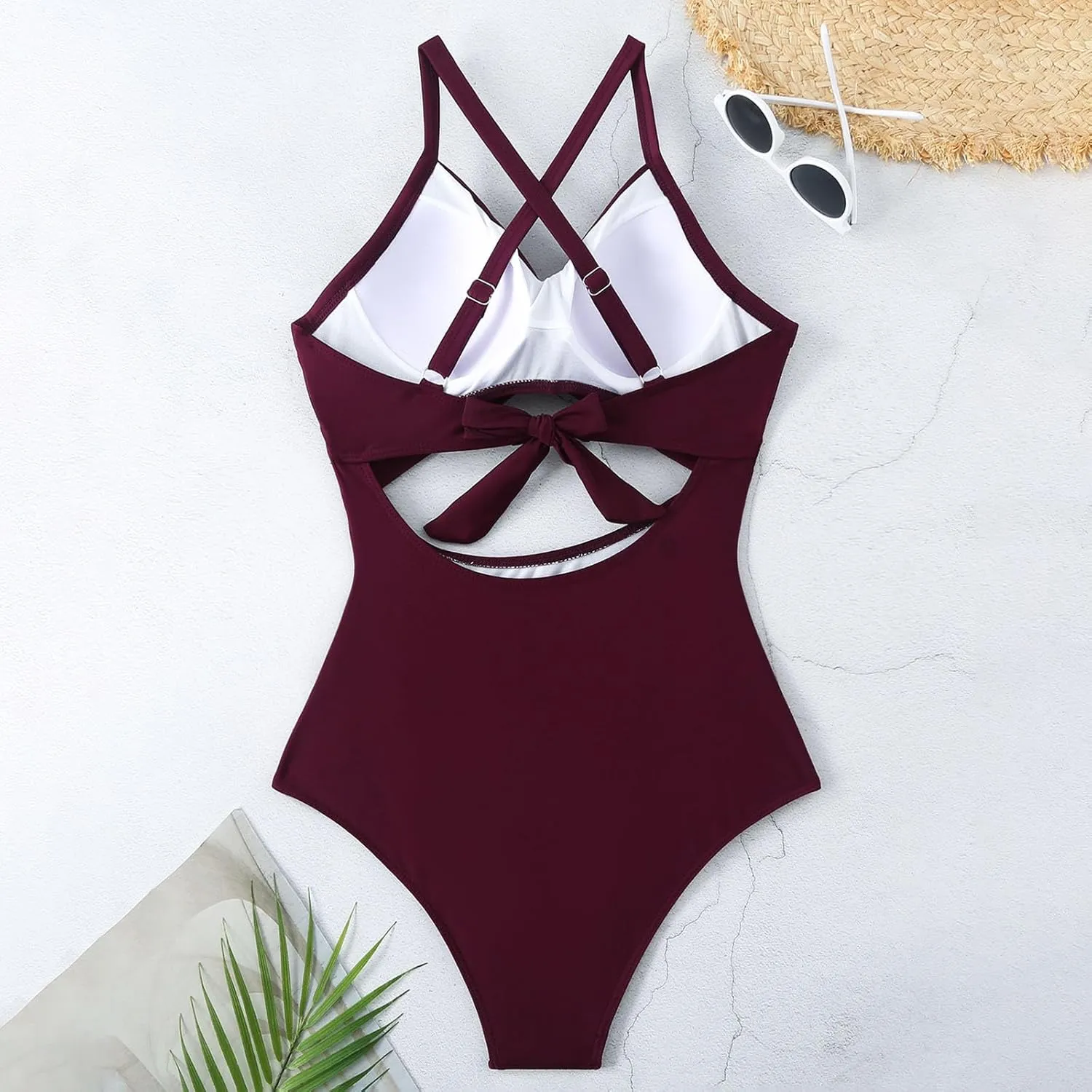 Firzero High Waisted Swimsuits for Women Tummy Control Swimsuits 2024 One Piece Cut Out Ruched Bathing Suit Sexy Swimwear