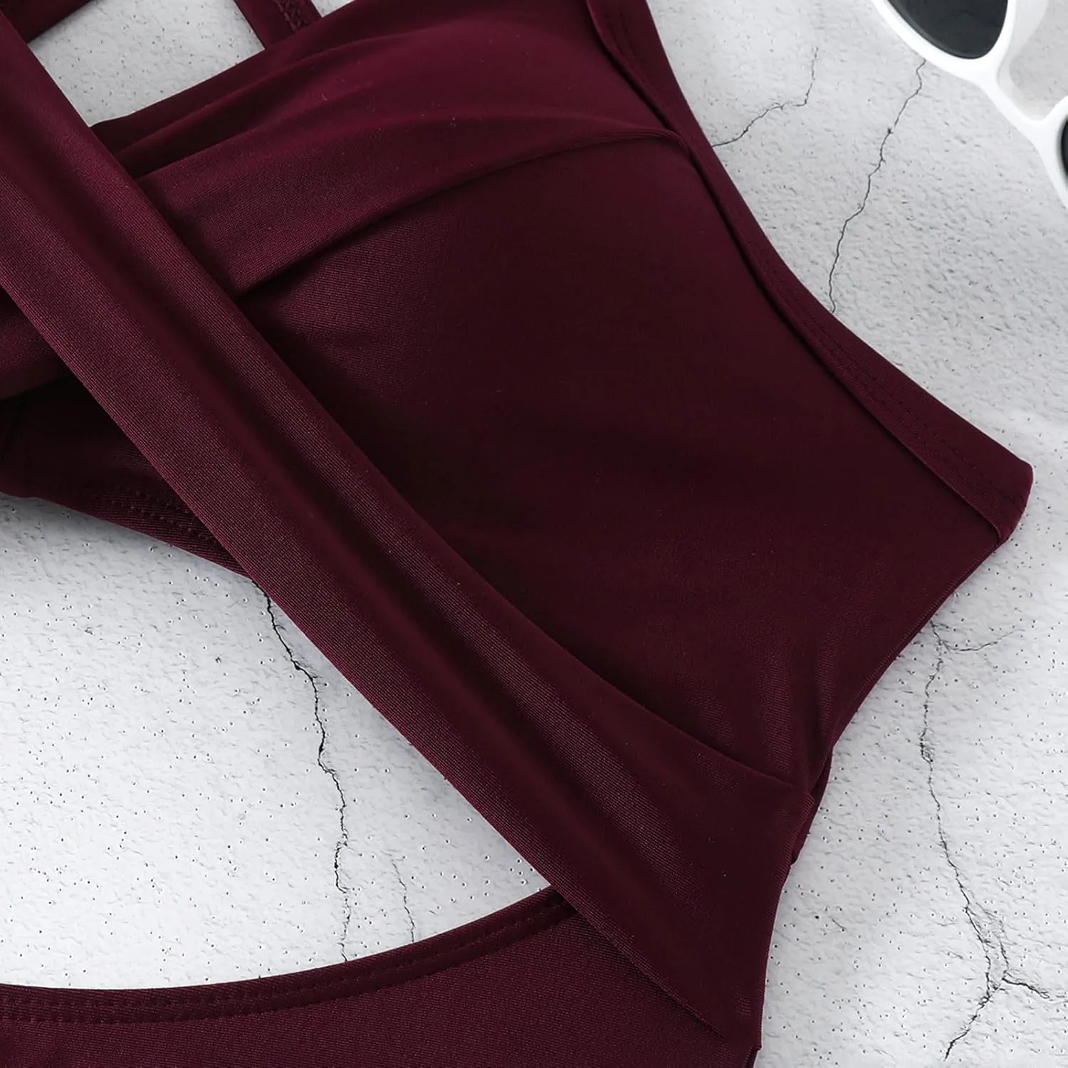 Firzero High Waisted Swimsuits for Women Tummy Control Swimsuits 2024 One Piece Cut Out Ruched Bathing Suit Sexy Swimwear
