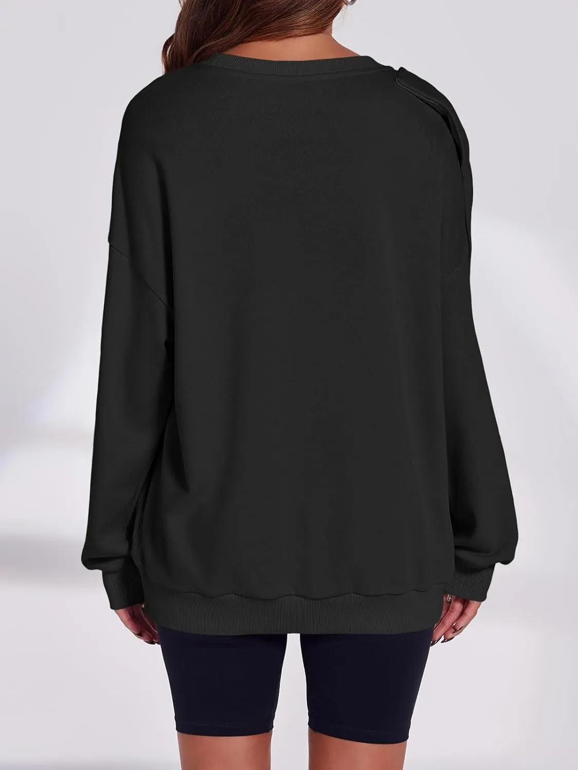 Fisoew Womens Oversized Sweatshirt Bow Tie Long Sleeve Crewneck Casual Fall Pullover Tops