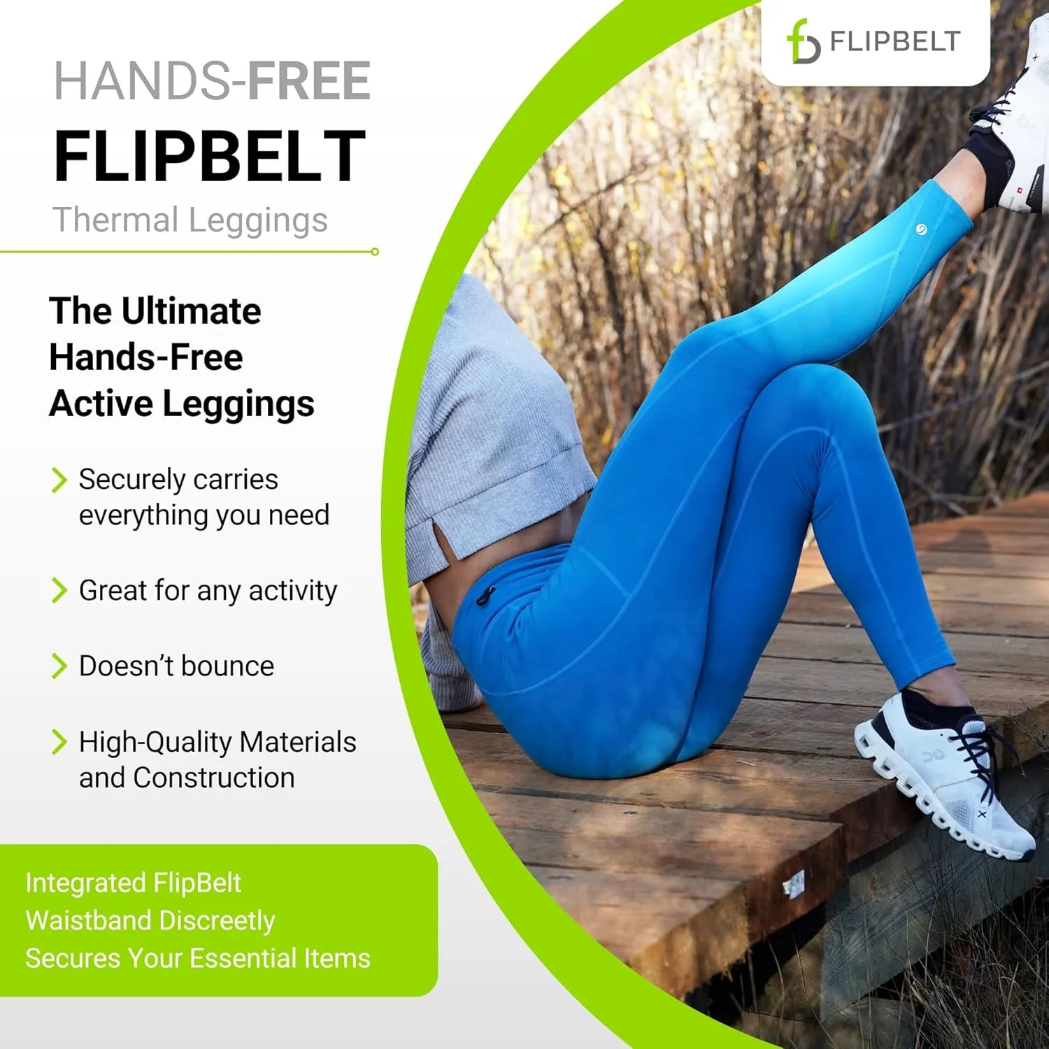 FlipBelt Women's Thermal Fleece-Lined Leggings with Built-in Running Belt with Pockets High-Waisted Moisture-Wicking