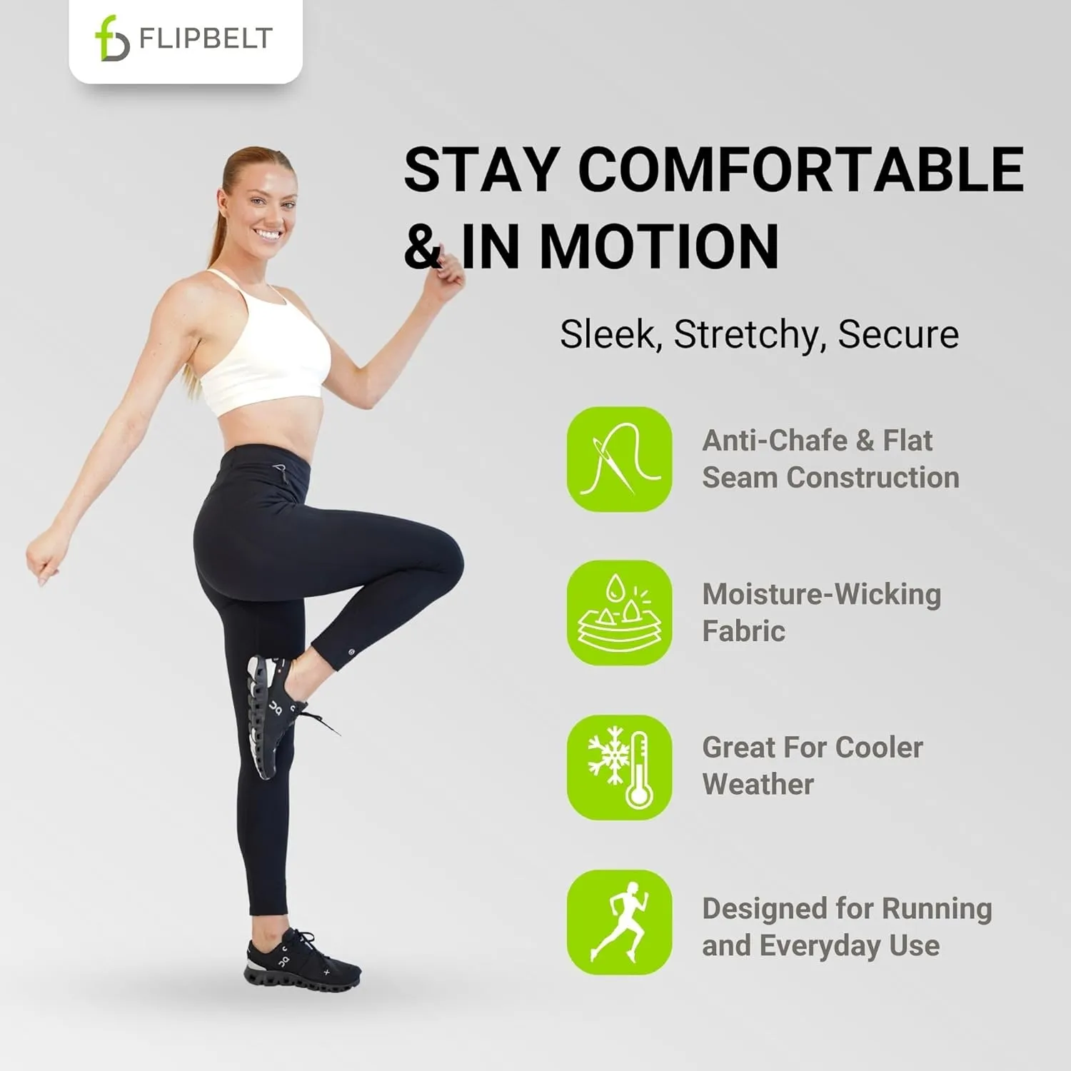 FlipBelt Women's Thermal Fleece-Lined Leggings with Built-in Running Belt with Pockets High-Waisted Moisture-Wicking