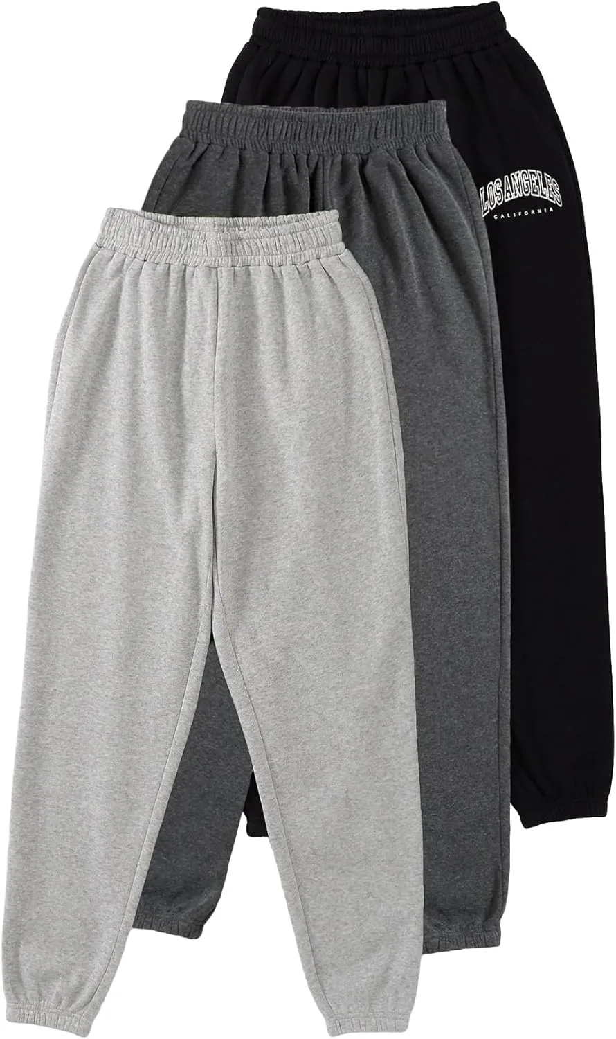 Floerns Women's 3 Piece Graphic Print Drawstring Waist Jogger Sweatpants