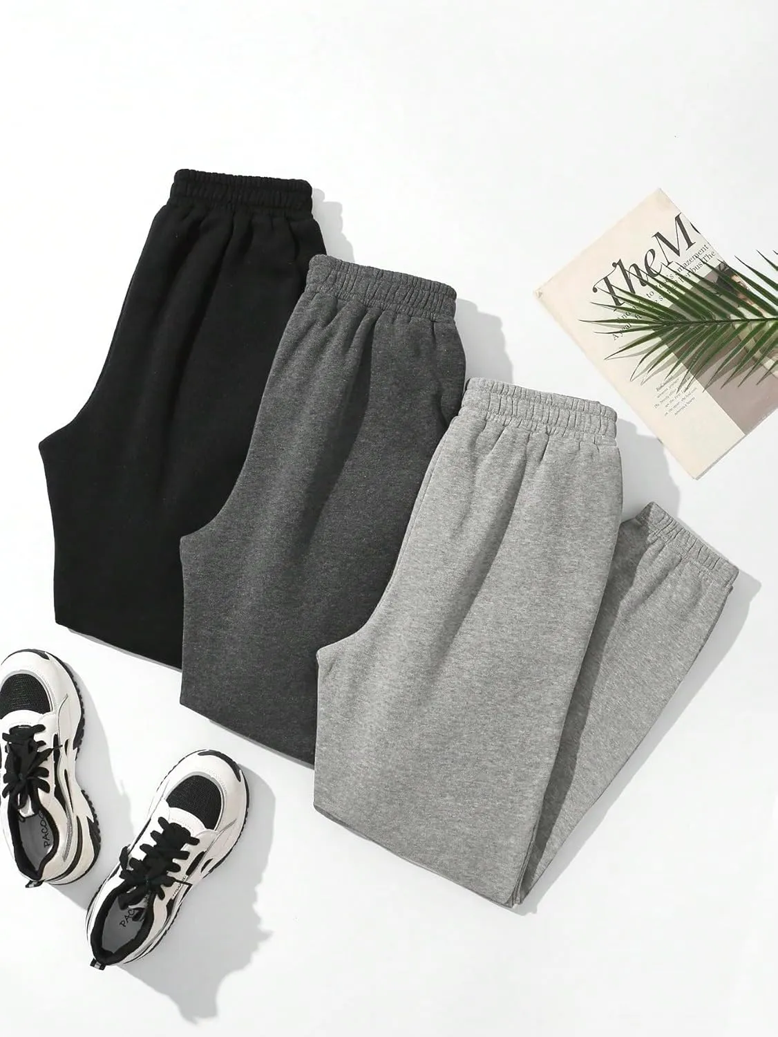Floerns Women's 3 Piece Graphic Print Drawstring Waist Jogger Sweatpants
