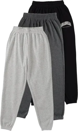Floerns Women's 3 Piece Graphic Print Drawstring Waist Jogger Sweatpants