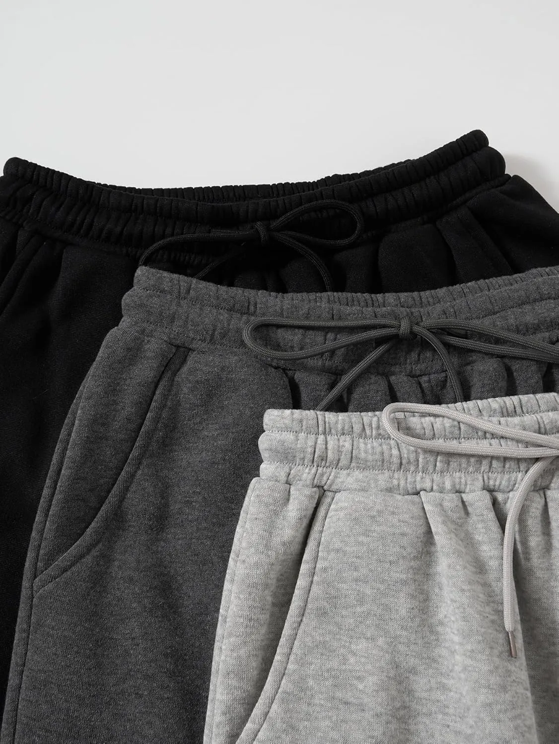 Floerns Women's 3 Piece Solid Drawstring Waist Slant Pocket Jogger Sweatpants